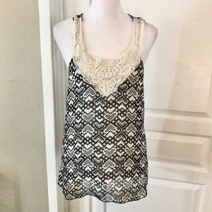3/$20 De Colores sheer heart print tank top